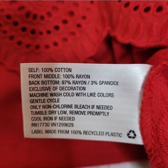 NEW Knox Rose robin red eyelet loose fit v-neck peasant top M - Picture 6 of 8